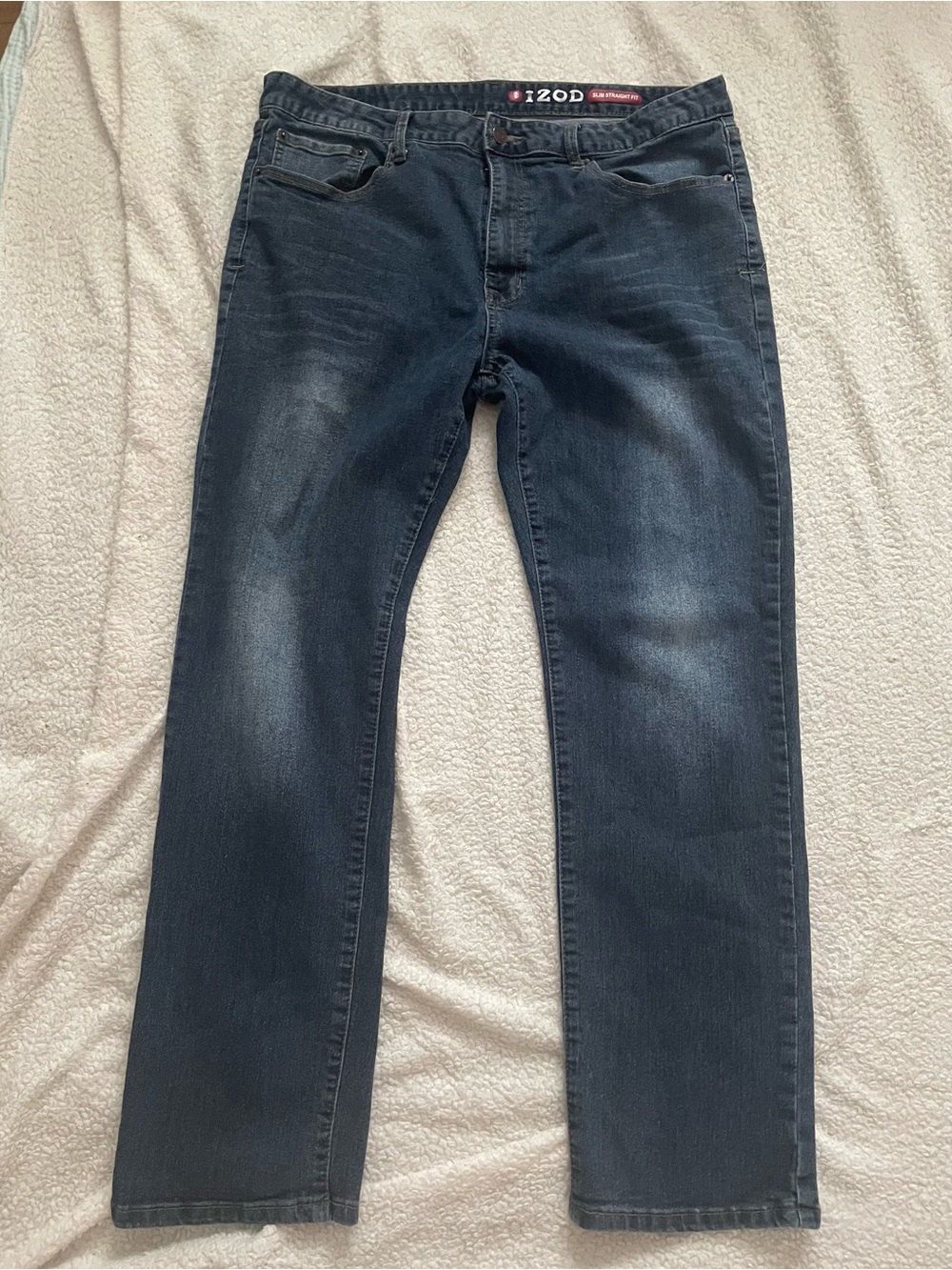 Izod Men's Straight Leg Jeans in Dark Blue Wash